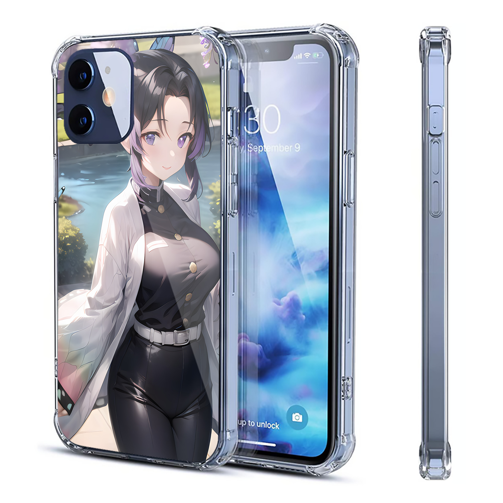 （画像用） 鬼滅の刃（きめつのやいば）蟲柱-胡蝶 しのぶ／こちょう しのぶ Kochou Shinobu 【iPhone 12シリーズ対応】透明スマホケース（クリアソフトケース）